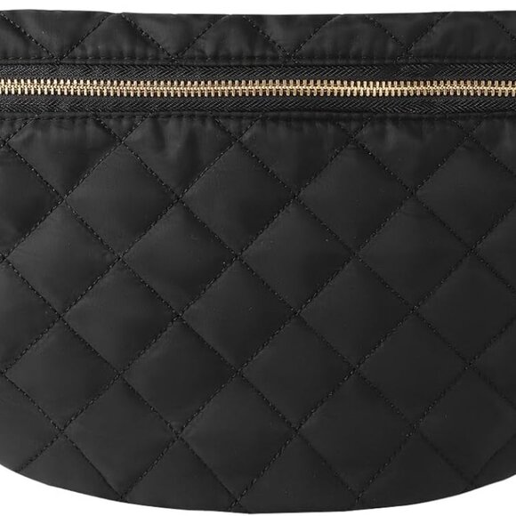 Black Quilted Puffer Crossbody Bag for Women with Adjustable Strap and Large Cap - Picture 1 of 6